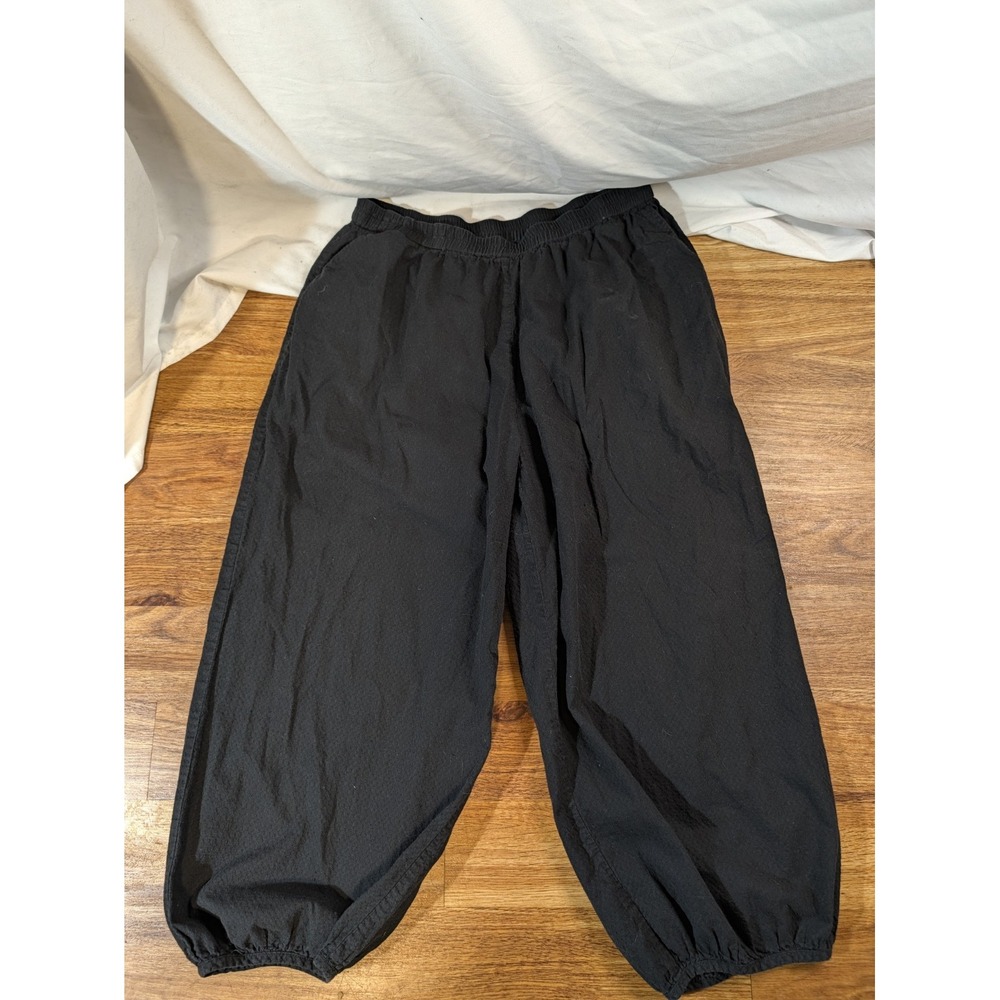 Gudrun Sjoden Women Large Harem Pants Black Organic Cotton Relaxed Balloon Leg